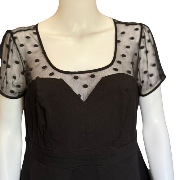 Torrid Black Polka Dot Mesh Top w/Sweetheart Neckline & Zip Back Womens Size 0/L - Picture 3 of 5